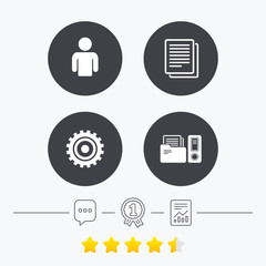Accounting workflow icons. Human documents.