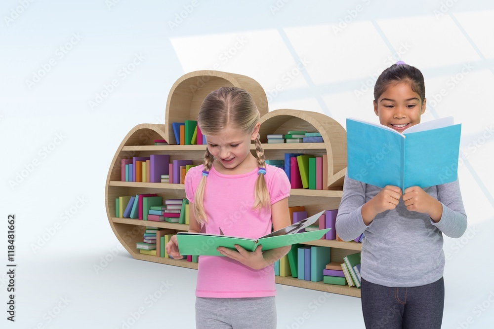 Poster composite image of elementary pupils reading