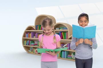 Composite image of elementary pupils reading