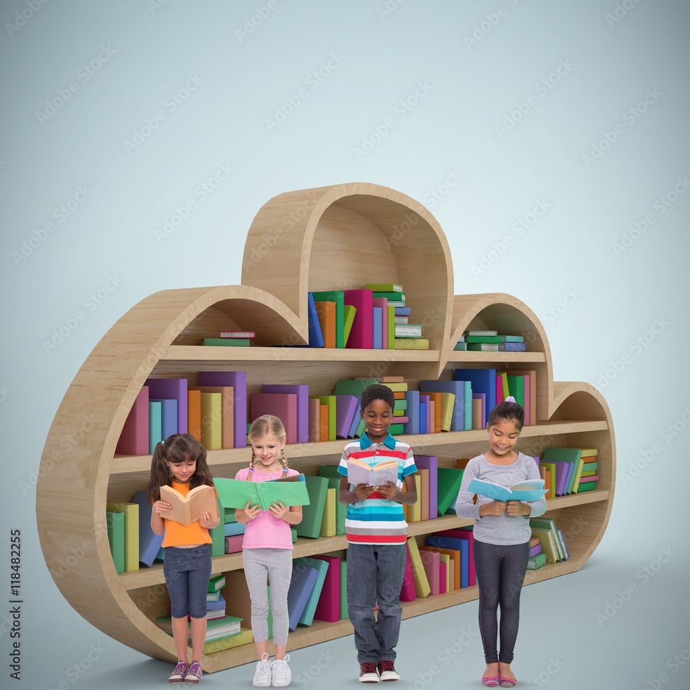 Poster composite image of elementary pupils reading