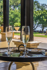 A refreshing glass of white wine on a bright sunny day