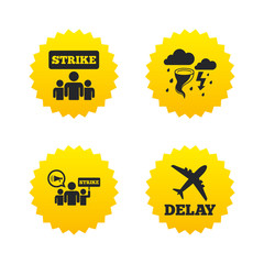 Strike icon. Storm weather and group of people.