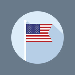 USA Flag on Flagpole Vector Flat Icon