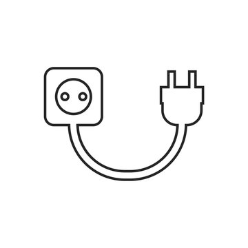 Wire, socket and electric plug line icon
