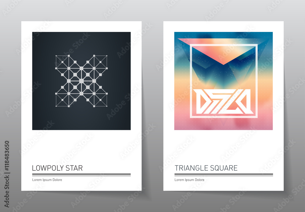 Poster abstract geometry backgrounds set. a4 format, vector templates.
