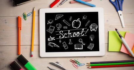 Composite image of education doodles