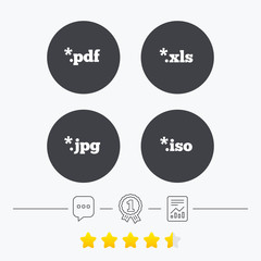 Document signs. File extensions symbols.