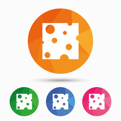 Cheese sign icon. Slice of cheese.