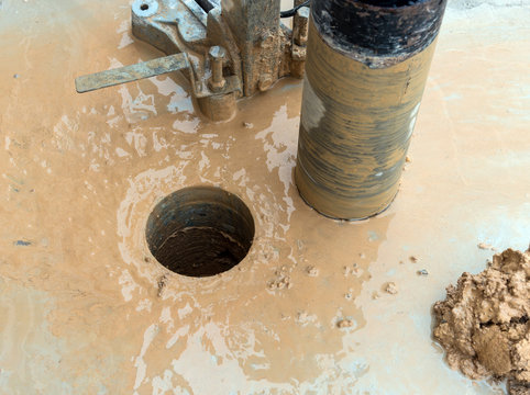 Coring machine in construction work