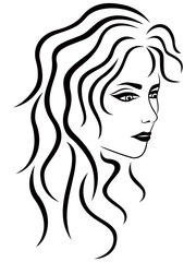 Abstract female portrait half turn outline