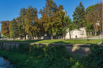 Fototapeta na wymiar Park and St. George the Conqueror Chapel Mausoleum, City of Pleven, Bulgaria