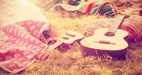 Empty campsite at music festival