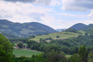 Fototapeta na wymiar Italian landscape with the image of mountain road