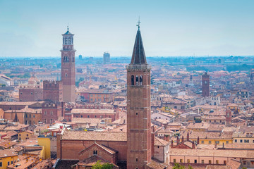 Fototapeta na wymiar VERONA, ITALY - JULY, 2, 2016: Panorama of Verona, Italy