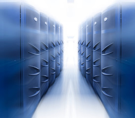 modern server room symmetry ranks supercomputers light