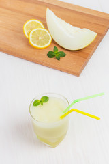 Delicious cocktail smoothie melon with mint