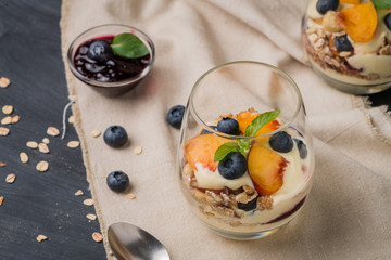 Cream and peach desert