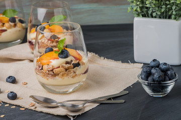 Cream and peach desert