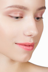 Fototapeta premium Make-up & cosmetics. Closeup portrait of beautiful woman model f