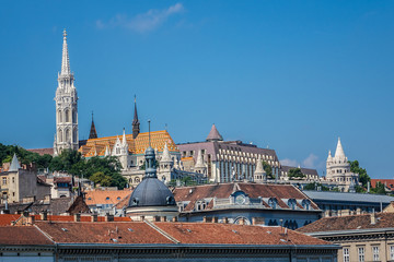 Fototapeta na wymiar Beautiful Panoramic view of Buda side in Budapest. Hungary.