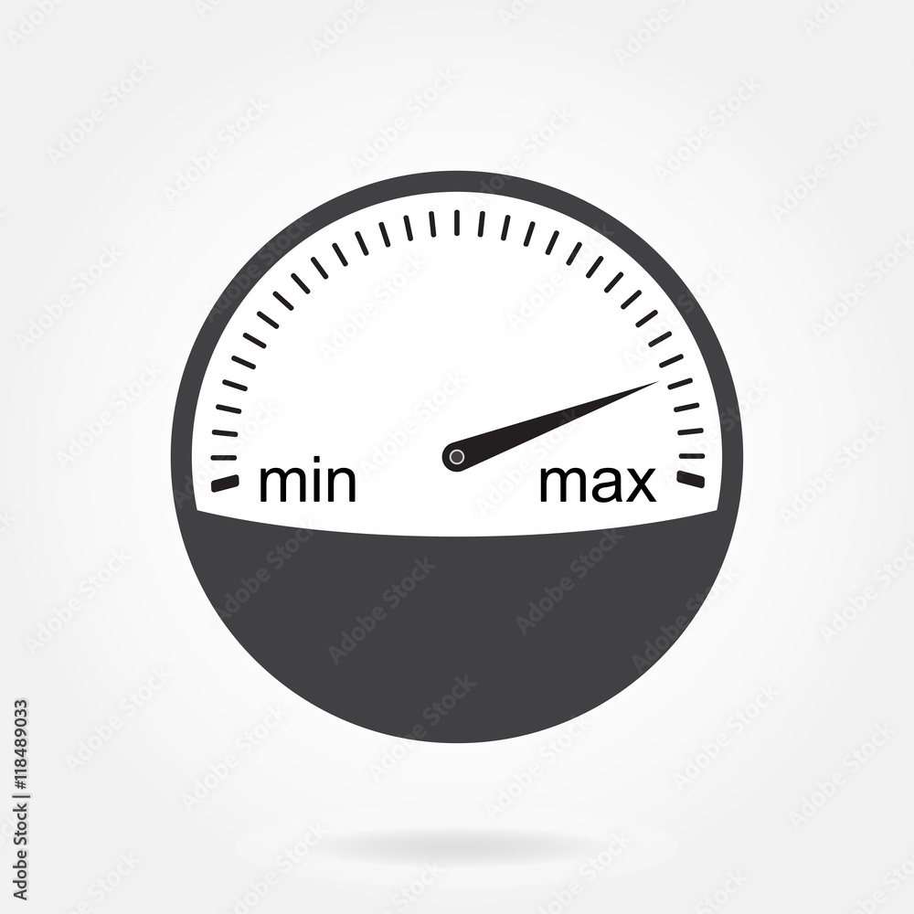 Aufkleber speedometer or meter icon with arrow. infographic gauge element. black tachometer isolated on white 