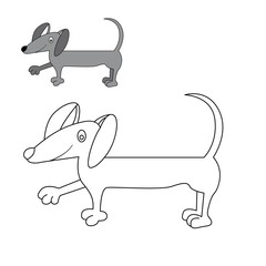 dog Dachshund coloring. vector illustration of cartoon.