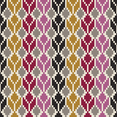 Seamless geometric multicolored native pattern. Woven rug 