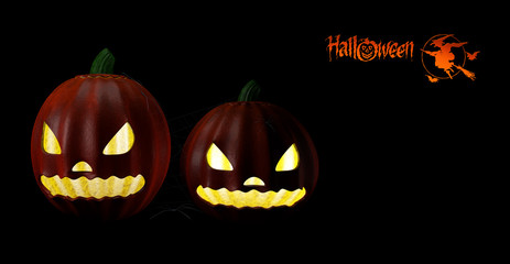 3d illustrator of Halloween Party Background with Pumpkins