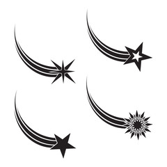 Falling stars vector set.