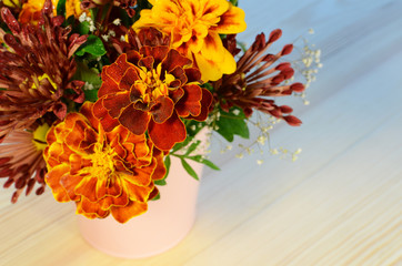 Marigold and chrysanthemum bouquet