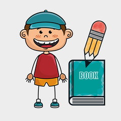 boy student book pencil vector illustration graphic eps 10