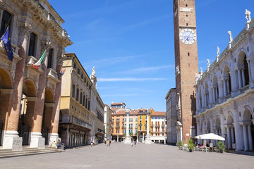 Vicenza, Italy - July, 17, 2016: street in a center of Vicenza, Italy - obrazy, fototapety, plakaty
