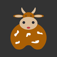 Vector illustration of a cow on a gray background