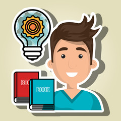 Fototapeta na wymiar man books idea icon vector illustration graphic