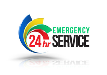 24hr Emergency service logo. Vector illustration.