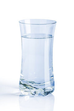 A glass of water on a white background.