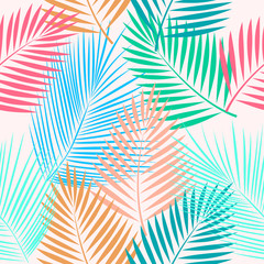Leaves of palm tree seamless pattern 
