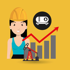 woman oil drill platform vector illustration graphic eps 10