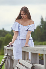 Naklejka premium Girl on vacation.