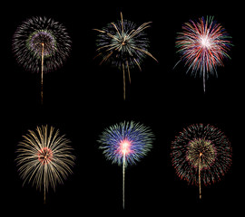 Colorful fireworks on black background