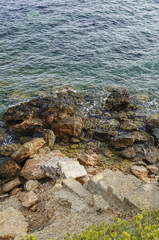 Fototapeta na wymiar stairs made of stone, tranquil scene Ibiza, Spain, islands
