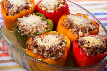 Pepper Stuffed with Meat, Rice and Vegetables
