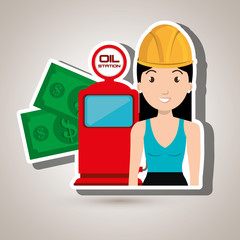 woman dispenser gasoline vector illustration graphic eps 10