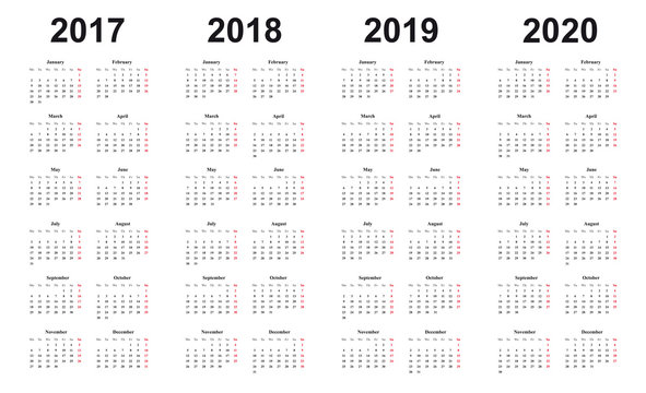 Herdenkings Met andere bands engel Kalender 2017, 2018, 2019, 2020, Vorlage, einfaches Design Stock Vector |  Adobe Stock