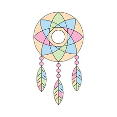 Vector ethnic illustration with American Indians dreamcatcher
