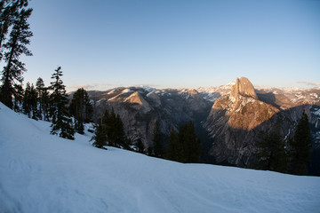Fototapeta na wymiar Winter in Yosemite National Park and Half Dome