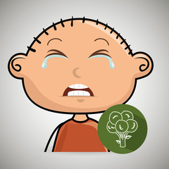 boy vegetable cry vector illustration graphic eps 10