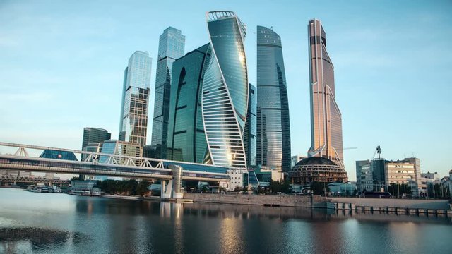 Moscow international business center. Moscow City. Hyperlapse. Timelapse in motion