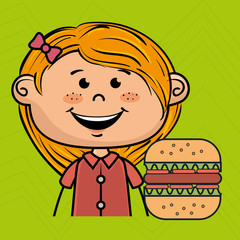 girl burger fast food vector illustration graphic