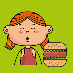 girl burger fast food vector illustration graphic